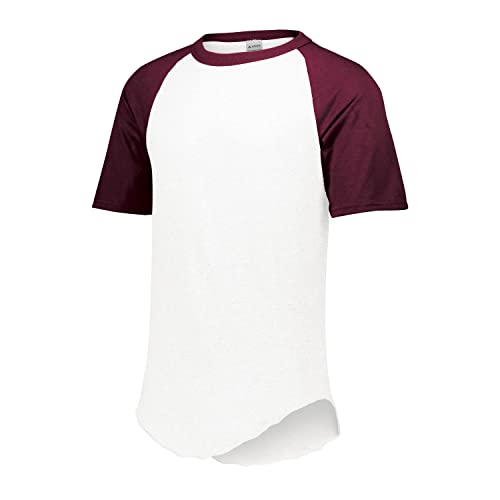 Augusta Sportswear Men's Small Short Sleeve Baseball Jersey, White/Maroon