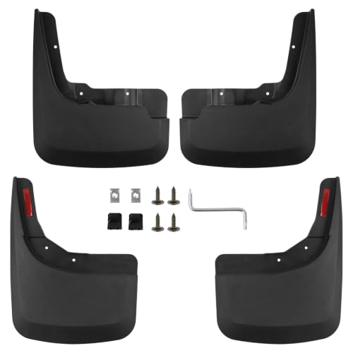 Image of Autorder Mud Flaps Splash Guards for 2019-2026 Chevrolet Silverado 1500 Accessories(ZR2, LT Trail Boss, Custom Trail Boss) No Drill Mud Guard Front Rear Mudflap Flexible ABS Thermoplastic Set 4PCS