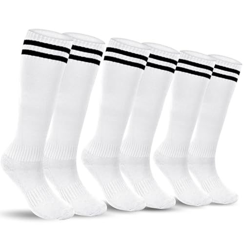 3 Pairs Baseball Socks Softball Knee-High Athletic Socks Casual Stripes Tube Socks for Youth Men and Women