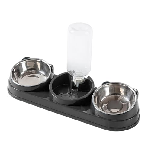 Gamelles triples pour chat avec distributeur d'eau surélevées pour petits chiens lapins - 8