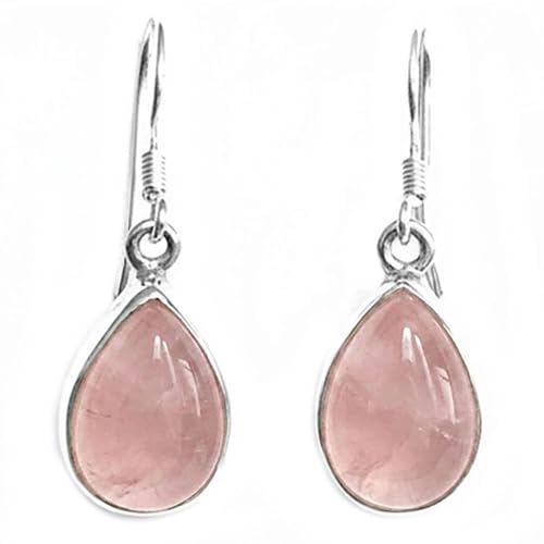 Boucles quartz rose Le Luft et argent massif 925 d'exception 10x14mm
