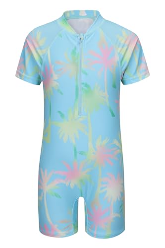 Image of Girls One Piece Rash Guard Swimsuits for Kids UPF 50+ Sun Protection Short Sleeve Swim Shirt