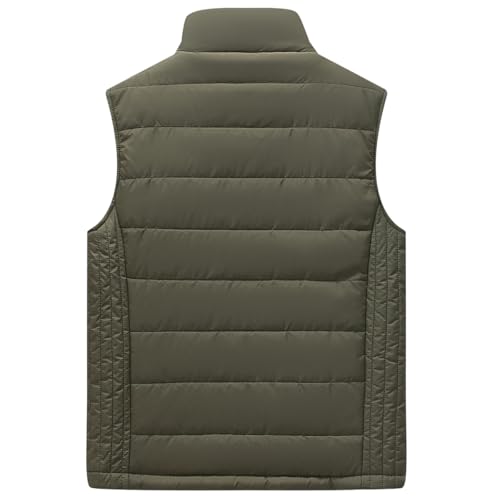 Image of Msmsse Men's Outerwear Vests Winter Quilted Padded Vest Gilet Stand Collar Warm Puffer Vest