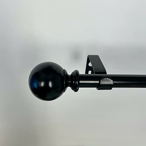 5/8-Inch Round Metal Decorative Curtain Rod By Graber, 84 To 120-Inch Adjustable Width (Black With Ball Finials) #TOP6