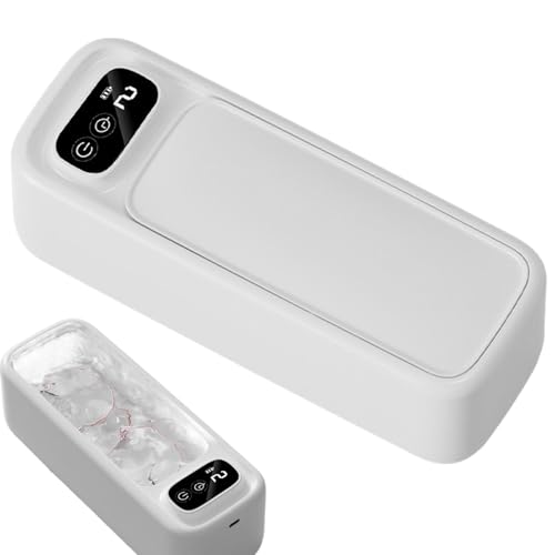Aoyitaf 眼鏡用超音波洗浄器、超音波リングクリーナー - 3.7V デジタルタイマー付き小型プロフェッショナル超音波クリーナー | 衝撃吸収フィートを備えた複数のデジタルディスプレイ歯ブラシジュエリークリーナー
