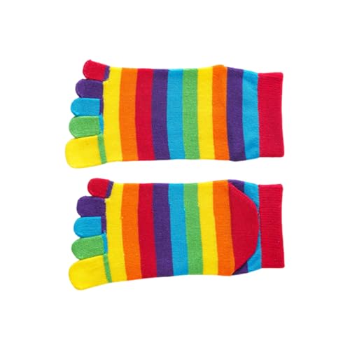 Dsgzkk Women Colorful Rainbow Split Toe Anklet Socks Winter Fall Five Finger Separated Middle Tube Socks