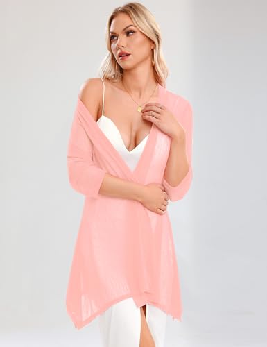 Image of iClosam Women Casual 3 /4 Sleeve Sheer Open Front Cardigan Sweater Kimono
