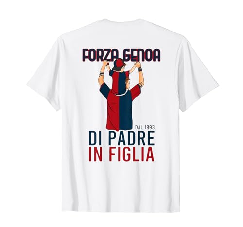 Pai a filha fãs genoa presente em casal texto retro t-shirt, Branco, S