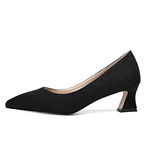MOVINSTEPS Womens Slip On Dress Suede Pointed Toe Bridal Kitten Low Heel Pumps Shoes 2 Inch2