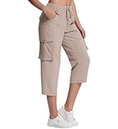 Womens Cargo Capris Hiking Pants Lightweight Quick Dry Casual Summer Loose Pants with 6 Pockets f...