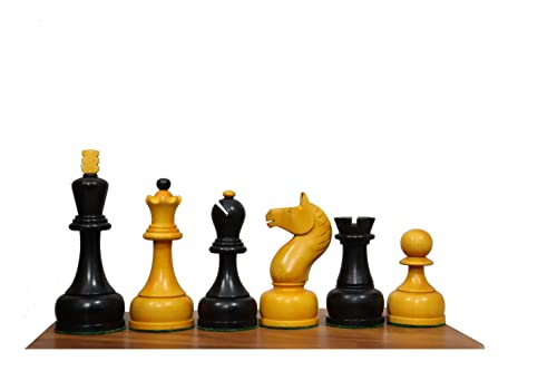 Jeu d'échecs soviétique de grand-maître en buis antique avec roi 10cm