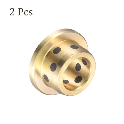 Kozelo 2 Stück Flanschbuchse - [12 mm Bohrungsdurchmesser x 18 mm Außendurchmesser x 12 mm Länge x 25 mm Flanschdurchmesser x 3 mm Flanschdicke] Messingbuchsen, mit umwickeltem Öl