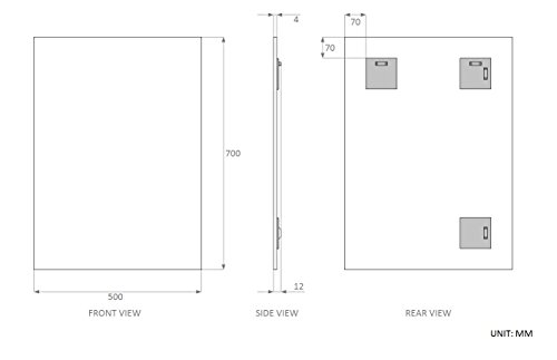 Waterstone Mirrors & Frames LTD 50 x 70cm Rectangle Bathroom Mirror, Unframed, Frameless Bathroom Mirror with Wall Hanging Fixing Hardware