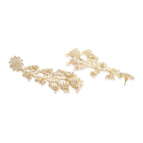 Image of Rubans Long Dangler Earrings Kundan & Pearl Ethnic Jewellery Gift for Women & Girls