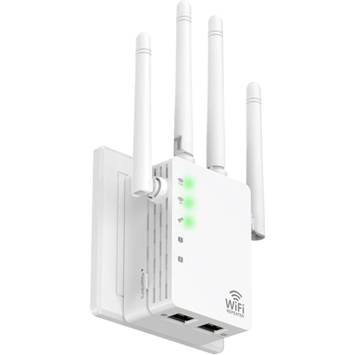 WiFi Extender with 1200Mbps Dual - Band 2.4G&5G, WiFi Booster Covers Up to 12880 Sq.ft & 105 Devices, WiFi Repeater with 1 - Tap Setup and 4 Antennas, Booster Works with All Routers