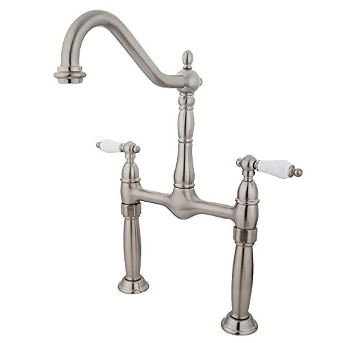 Authentic Crazy Deals Kingston Brass KS1078PL Victorian Vessel Sink Faucet with Pl Handle, Brushed Nickel