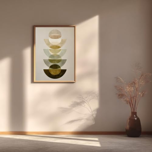 Tableau boho abstrait géométrique vert sauge affiche toile de prestige - 5