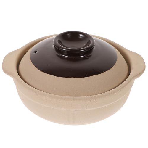 Uonlytech Pentola in Terracotta con Coperchio Resistente al Calore per Zuppe Stufati e Riso al Forno Casseruola in Argilla Tradizionale per Cucina Casalinga Facile da Pulire e Maneggevole