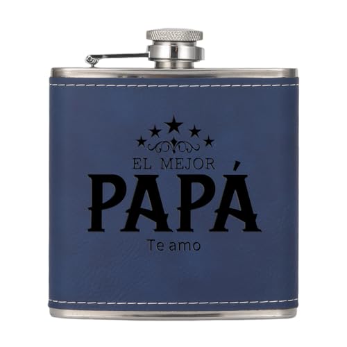 Regalo Dia Del Padre-PAPA Petacas de Alcohol,Petaca Personalizada,Portátil Petaca Whisky,Petaca Acero Inoxidable,Regalo Padre Cumpleaños,Regalos Originales para Papa
