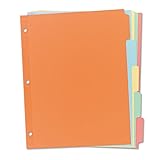 Avery 11508 Write & Erase Plain-Tab Paper Dividers, 5-Tab, Letter, Multicolor (Box of 36 Sets)