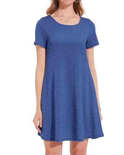 Image of JOLIGAL Summer Dresses for Women Casual Short Sleeve Sundress Scoop Neck Beach T Shirt Dress with Pockets 2026