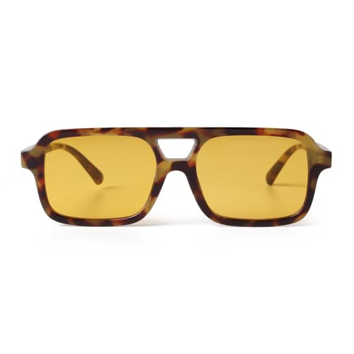 ADE WU Trendy Square Aviator Sunglasses for Women Vintage 70s Plastic Flat Aviator Style Sun Glasses2