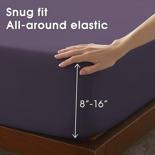 Image of Cal King 4 Piece Sheet Set - Comfy Breathable & Cooling Bed Sheets Set, Soft and Wrinkle Free, Deep Pockets, Easy & Secure Fit, Hotel Luxury Bedding - Oeko-Tex - Purple