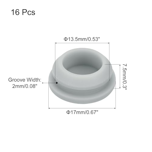 Image of MECCANIXITY 16pcs Silicone Snap in Locking Hole Plugs,13.5mm /0.5 Inch Mounting Diameter Narrow Groove Width 2mm Panel Seal Cover Round for Kitchen Bulkheads Waterproof Sealing Plugs Grey