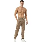 HOEREV Men Casual Strandhosen Leinen Hose – Bild 4