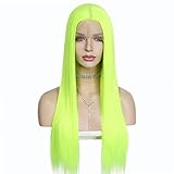 QD-Udreamy Neon Green Silky Straight Lace Front Wigs Natural Looking Wig Replacement Wig Heat Resistant Synthetic Hair Wigs for Women