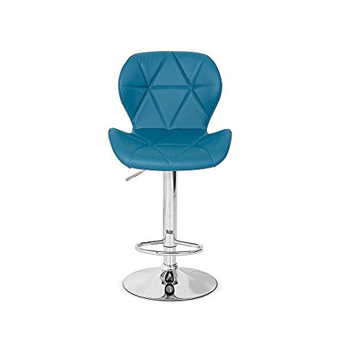 Banqueta Slim Couro Pu Regulagem de Altura - Turquesa