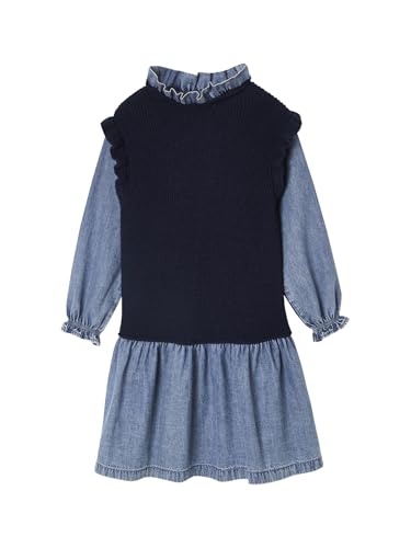 Vertbaudet Mädchen 2-in-1-Kleid mit Denim Marine 158