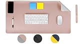 MyGadget Tapis de Souris Multifonctions XL - 80 x 40 cm - Sous main de Bureau / Mousepad pour Ordinateur - PU Cuir Mat - Antidérapant Rose / Gris