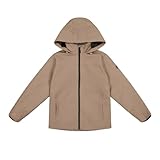ALPHADVENTURE GO&WIN Chubasquero impermeable y transpirable para Niño y Niña con Forro micropolar y Capucha - Boslillos laterales con cremallera y puños elasticos - Color Marrón - Talla 8