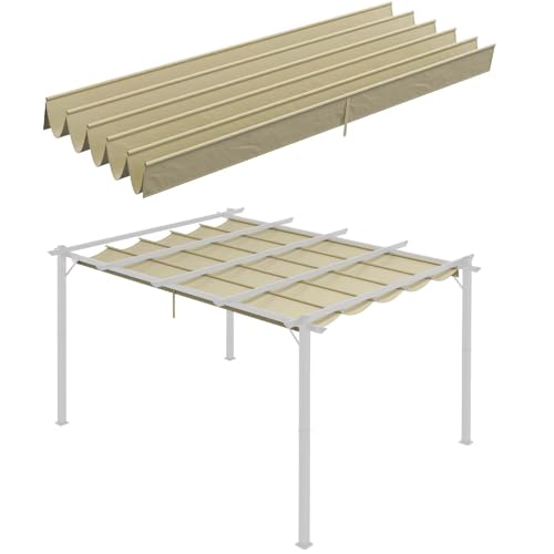 DecHome - Copertura per Gazebo Pergola 4x3 m in Poliestere Traspirante Beige con 10 Fori di Drenaggio