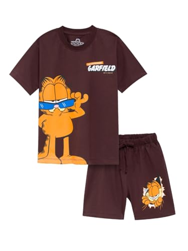 Image of Nap Chief Kids Cotton Garfield Print Co-Ord Set for Boys & Girls | Half Sleeve T-Shirt & Shorts Set | Soft Casual Summer Wear