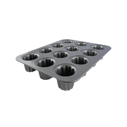 Mastrad - Moule À Cannelés – 12 Cannelés - Moule Forme Bordelaise - Revêtement Duramax Antiadhérent – Acier Résistant 230°C – Démoulage Facile...