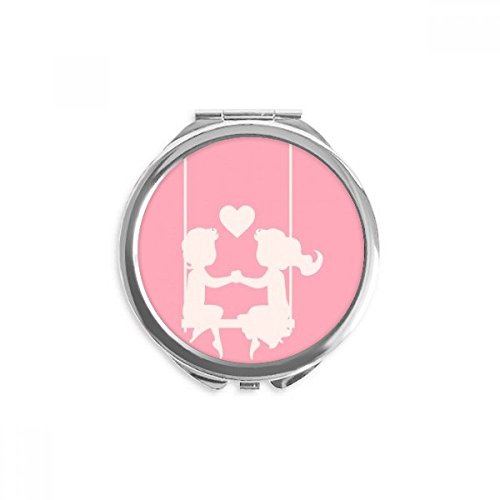 Miroir de poche rose boy d'amour saint valentin 2,6x2,4" de maquillage rond