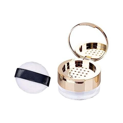 UUYYEO 8 Gram Empty Makeup Powder Container with Puff Mini Loose Powder Compact Case Plastic Face Powder Box Refillable Powder Bottle Cosmetic Jars Cover