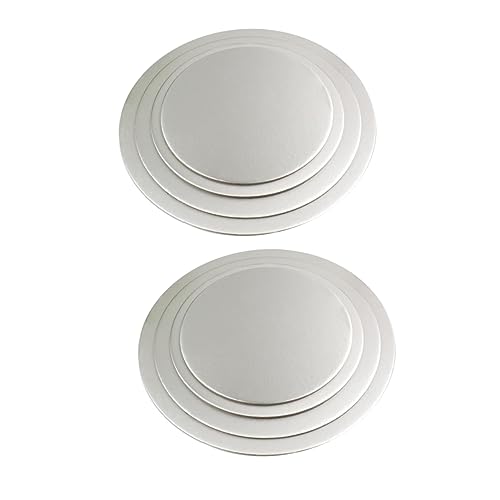 OUNONA 8PCS Round Cake Boards Silver Mousse Base Tray for Cake Display for Weddings Birthdays Easy to Clean