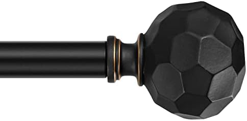 bracheng Curtain Rod, Heavy Duty Curtain Rods for Windows 28 to 48 Inches(2.3-4 Feet), Adjustable Curtain Rod With Pentagon Pattern Finials, Black