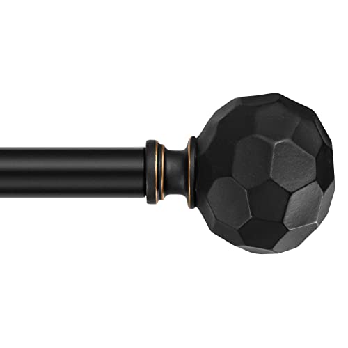 Bracheng Curtain Rod, Heavy Duty Curtain Rods For Windows 28 To 48 Inches(2.3-4 Feet), Adjustable Curtain Rod With Pentagon Pattern Finials, Black #TOP2