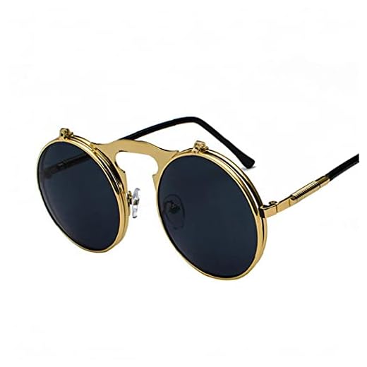 Retro glasögon solglasögon retro runda metallglasögon steampunk flip up vintage klassisk stil 3