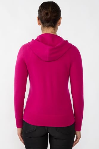 Image of JENNIE LIU Women's 100% Pure Cashmere Long Sleeve Zip Hoodie Cardigan Sweater