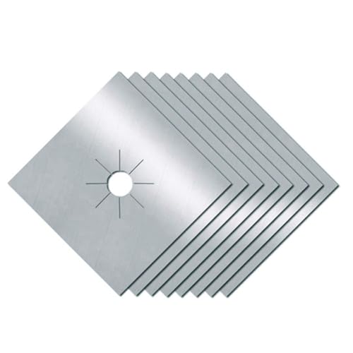 Mauedest Paquete de 8 cubiertas para quemadores de hornillo, triple grosor 0,2 mm, cubierta cuadrada para quemadores de hornillo, cubiertas para fogones, fácil instalación