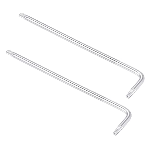 sourcing map T10 Anti Tamper Proof Torx Star Key Bit Wrench, L-Shape 3.8-inch Long Arm, CR-V Steel 2 Pcs