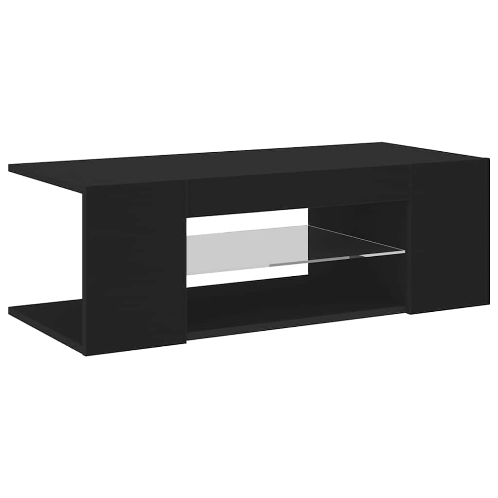 vidaXL Mueble para TV con Luces LED Soporte Armario Aparador Estante Salón Sala de Estar Dormitorio Decoración Entretenimiento Negro 90x39x30 cm