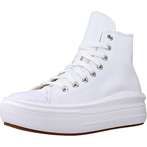 CONVERSE Chuck Taylor All Star Move Platform FOUNDATIONAL Leather, Sneaker Mujer, White Black White, 39 EU