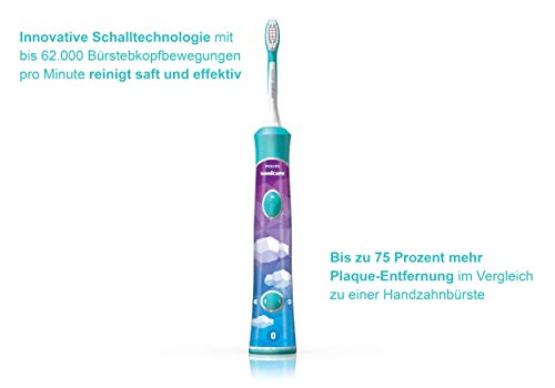 Philips Sonicare For Kids Elektrische Zahnbürste HX6322/04, mit Schalltechnologie, für Kinder, inkl. Aufsteckbürsten ab 7 Jahren – Bild 3