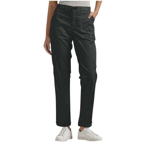 Pants for Women Wide Leg Elastic High Waist Loose Comfy Trousers 2025 Solid Color Casual Work Clothes with Pockets